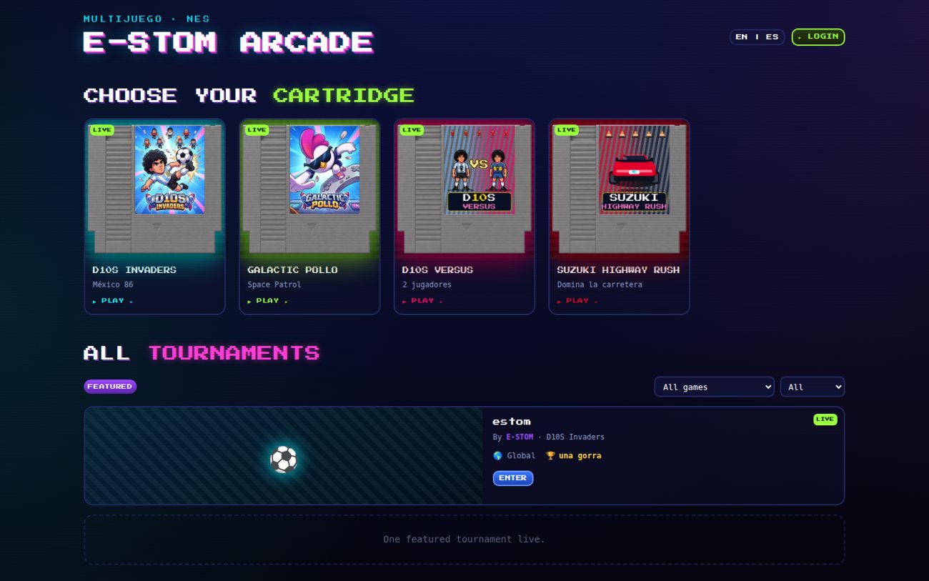 E-STOM: el portal con sus juegos y torneos.